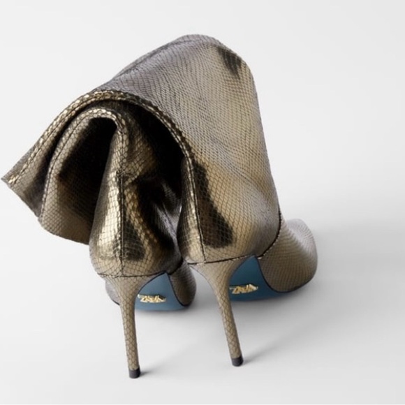 New Zara $249 Leather Knee High Animal Print Metallic Boots Size 10 5036/001 - Picture 13 of 13